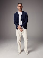 Navy Blue Regular Fit Cotton Rich Cardigan - Image 2 of 7
