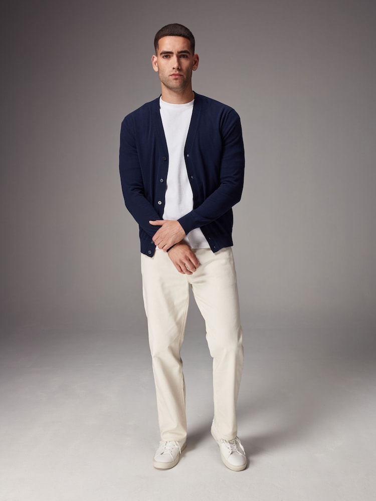 Mornarsko modra - v standardnem kroju Cotton Rich pletena jopa - Slika 2 iz 7 Mornarsko modra - v standardnem kroju Cotton Rich pletena jopa - Slika 2 iz 7