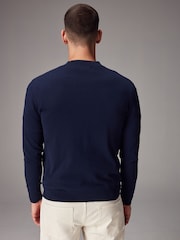 Navy Blue Regular Fit Cotton Rich Cardigan - Image 3 of 7
