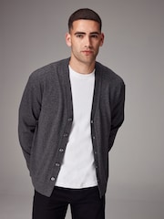 Charcoal Grey Regular Fit Cotton Rich Cardigan - Image 1 of 7