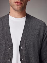 Charcoal Grey Regular Fit Cotton Rich Cardigan - Image 4 of 7