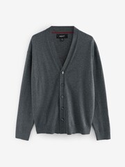 Charcoal Grey Regular Fit Cotton Rich Cardigan - Image 5 of 7