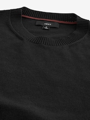 Black Plain Regular Fit Cotton Rich Crew Jumper - Image 7 of 7