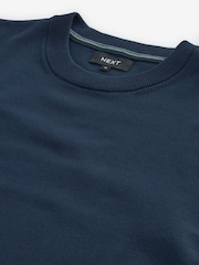 Navy Blue Plain Regular Fit Cotton Rich Crew Jumper - Image 7 of 8