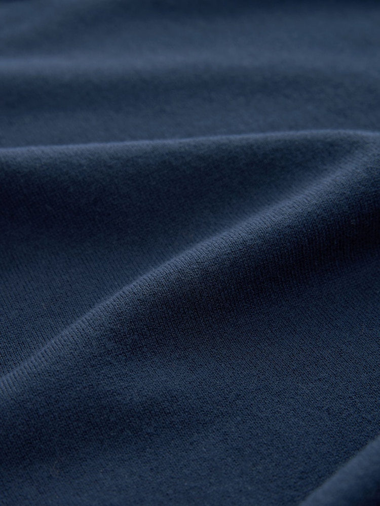Navy Blue Plain Regular Fit Cotton Rich Crew Jumper - Image 8 of 8
