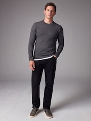 Charcoal Grey Plain Regular Fit Cotton Rich Crew Jumper - Image 2 of 8