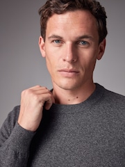 Charcoal Grey Plain Regular Fit Cotton Rich Crew Jumper - Image 4 of 8