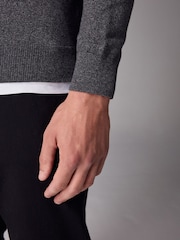 Charcoal Grey Plain Regular Fit Cotton Rich Crew Jumper - Image 5 of 8