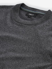 Charcoal Grey Plain Regular Fit Cotton Rich Crew Jumper - Image 7 of 8