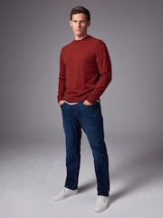 Clay Red Plain Regular Fit Cotton Rich Crew Jumper - Image 2 of 7