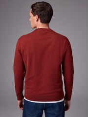 Clay Red Plain Regular Fit Cotton Rich Crew Jumper - Image 4 of 7