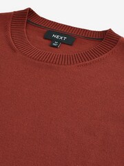Clay Red Plain Regular Fit Cotton Rich Crew Jumper - Image 6 of 7