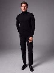 Black Regular Fit Cotton Rich Roll Neck Jumper - Image 2 of 8