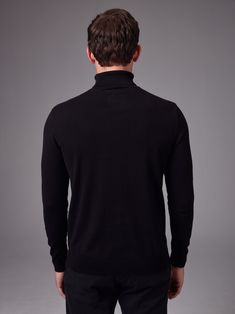 Schwarz - Rollkragenpullover in Regular-Fit mit hohem Baumwollanteil - Image 3 of 8