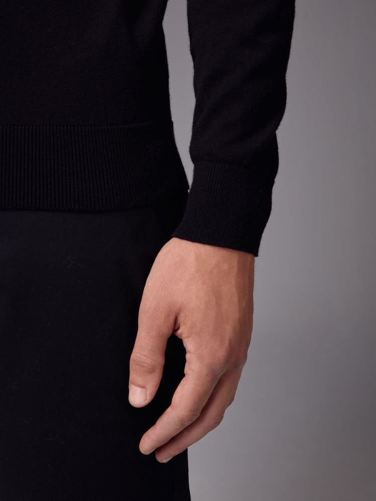 Schwarz - Rollkragenpullover in Regular-Fit mit hohem Baumwollanteil - Image 6 of 8