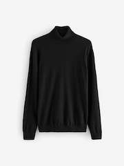 Black Regular Fit Cotton Rich Roll Neck Jumper - Image 7 of 8