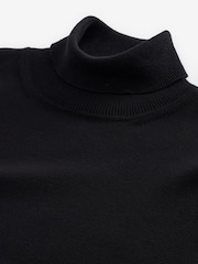 Black Regular Fit Cotton Rich Roll Neck Jumper - Image 8 of 8
