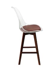 Fusion Living Chocolate Soho Clear Plastic Bar Stool with Dark Wood Legs - Image 5 of 5