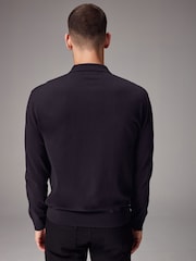 Black Knitted Long Sleeve Quarter Zip Polo Shirt - Image 3 of 8