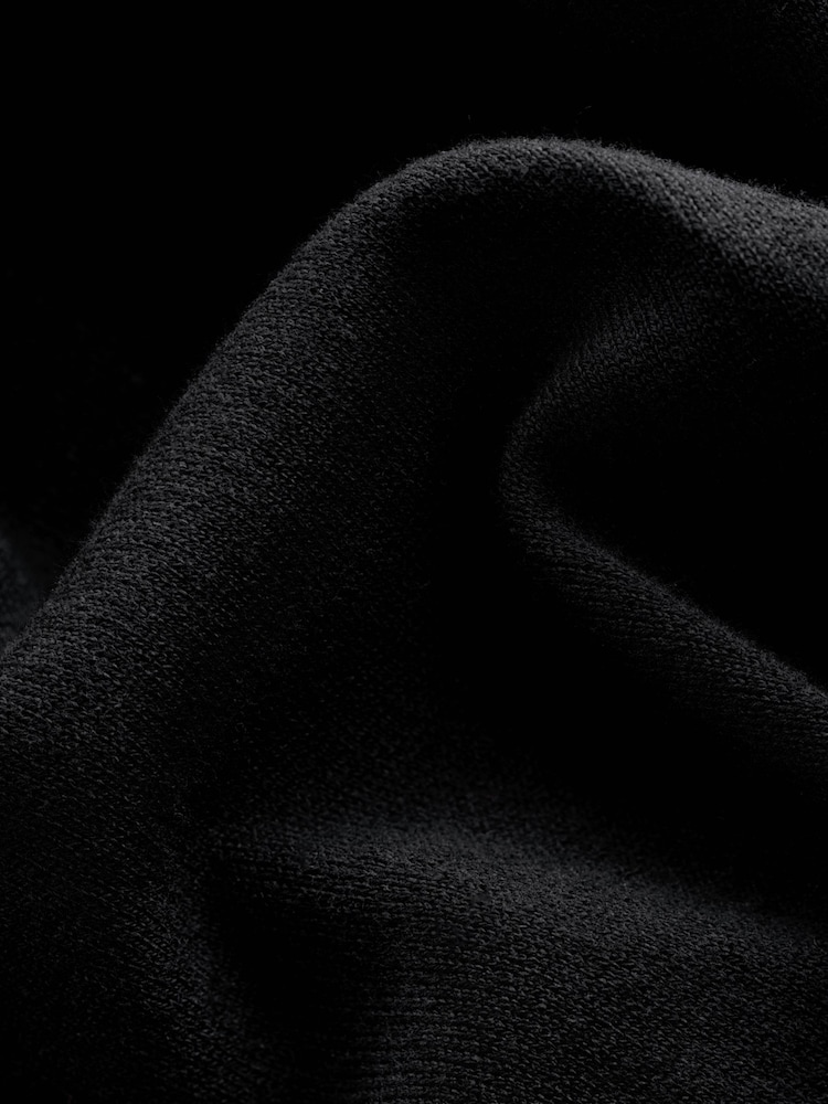 Black Knitted Long Sleeve Quarter Zip Polo Shirt - Image 8 of 8