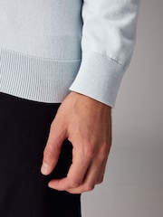 Blue Light Regular Fit Knitted Long Sleeve Polo Shirt - Image 5 of 8