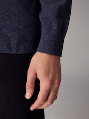 Blue Marl Regular Fit Knitted Long Sleeve Polo Shirt - Image 5 of 8