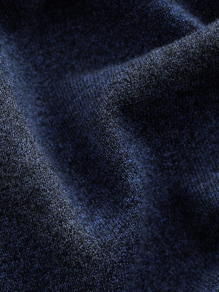 Blue Marl Regular Fit Knitted Long Sleeve Polo Shirt - Image 8 of 8