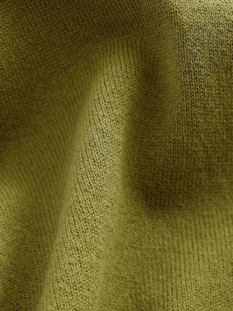 Green Olive Regular Fit Knitted Long Sleeve Polo Shirt - Image 7 of 7