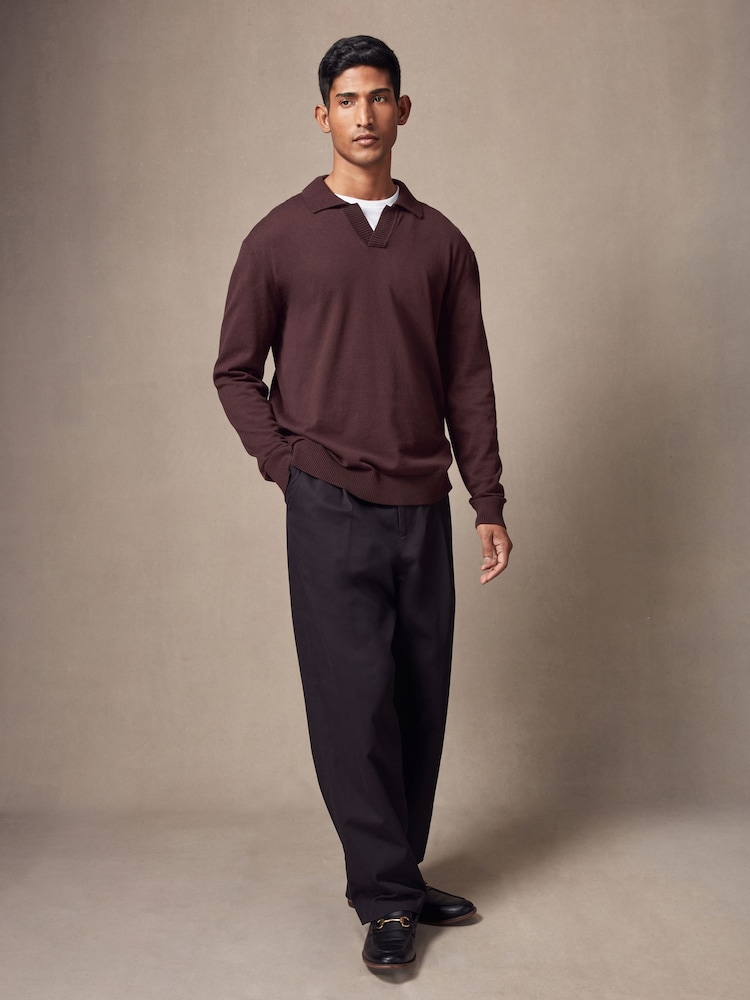 Brown Regular Fit Cotton Rich Polo Neck Jumper - Image 2 of 7