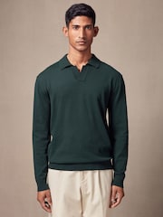 Green Regular Fit Cotton Rich Polo Neck Jumper - Image 1 of 7