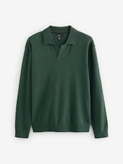 Green Regular Fit Cotton Rich Polo Neck Jumper - Image 5 of 7