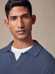 Blue Regular Fit Cotton Rich Polo Neck Jumper - Image 4 of 7