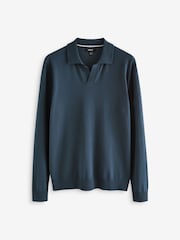 Blue Regular Fit Cotton Rich Polo Neck Jumper - Image 5 of 7