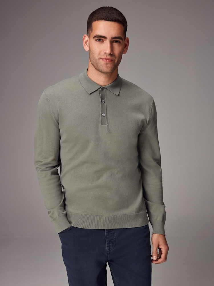 VERT SAUGE - Polo en maille à manches longues - Image 1 de 8
