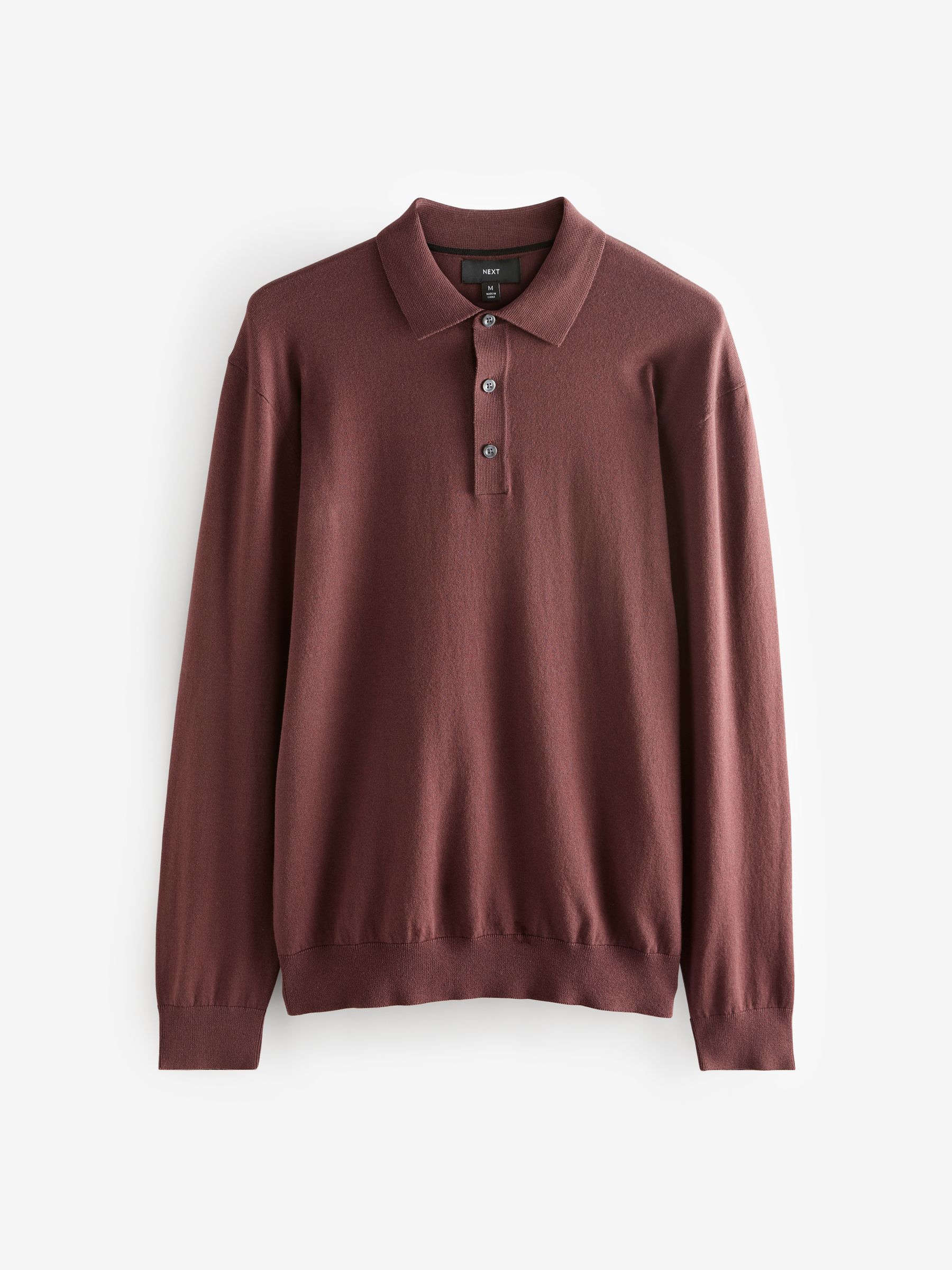 Buy Red/Brown Regular Fit Knitted Long Sleeve Polo Shirt Buy Red/Brown Regular Fit Knitted Long Sleeve Polo Shirt
