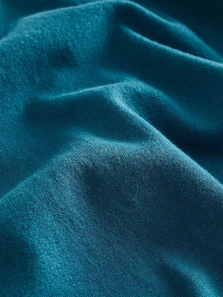 Blue Turquoise Regular Fit Knitted Long Sleeve Polo Shirt - Image 8 of 8