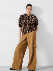 Hush Brown Jess Wide Leg Cargo Trousers - Image 1 of 5