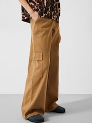 Hush Brown Jess Wide Leg Cargo Trousers - Image 3 of 5