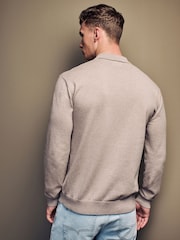 Neutral Knitted Long Sleeve Quarter Zip Polo Shirt - Image 3 of 7