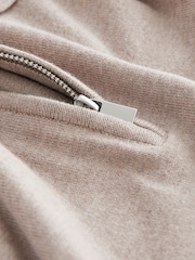 Neutral Knitted Long Sleeve Quarter Zip Polo Shirt - Image 7 of 7