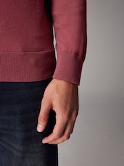 Mauve vijolična - Pleteni dolg rokav; z dolgimi rokavi Quarter Zip polo majice - Slika 4 iz 8