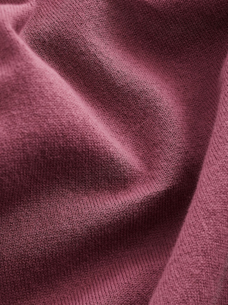 Mauve vijolična - Pleteni dolg rokav; z dolgimi rokavi Quarter Zip polo majice - Slika 8 iz 8