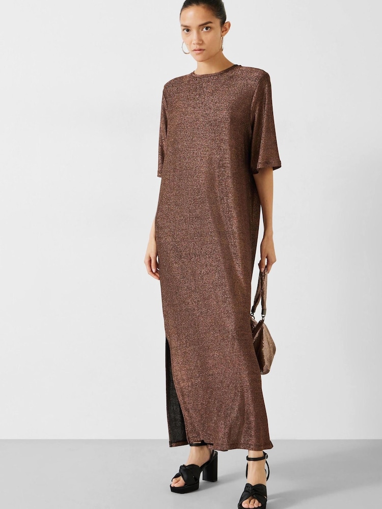 Hush Brown Glitter Maxi T-Shirt Dress - Image 1 of 5