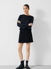 Hush Black Lorine Column Sleeve Crew Jumper - Image 1 of 5