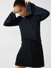 Hush Black Lorine Column Sleeve Crew Jumper - Image 3 of 5