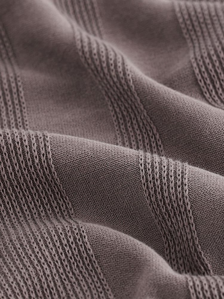 Dark Brown Texture 100% Cotton Regular Fit Quarter Zip Jumper - Image 7 of 7