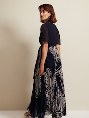 Phase Eight Black Printed Abigail Pleat Midaxi Dress - Image 2 of 6