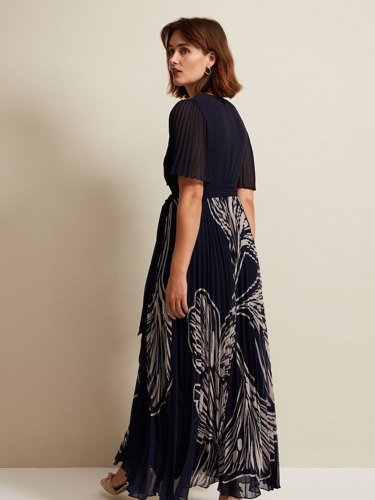 Phase Eight Black Printed Abigail Pleat Midaxi Dress - Image 2 of 6