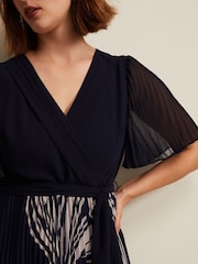 Phase Eight Black Printed Abigail Pleat Midaxi Dress - Image 4 of 6