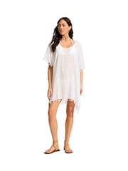 Seafolly Amnesia Tassel Trim 100% Cotton Kaftan - Image 1 of 5